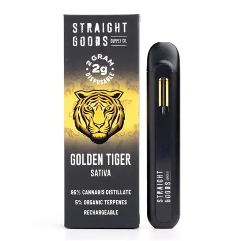 THC-Vape-Straight-Goods-2gram-Disposable-Pen-Golden-Tiger THC Vape Pen – Straight Goods 2gram Disposable – Golden - Image 1